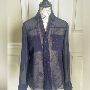 Women’s Blue And Pink Hearts Express Blouse Size Small